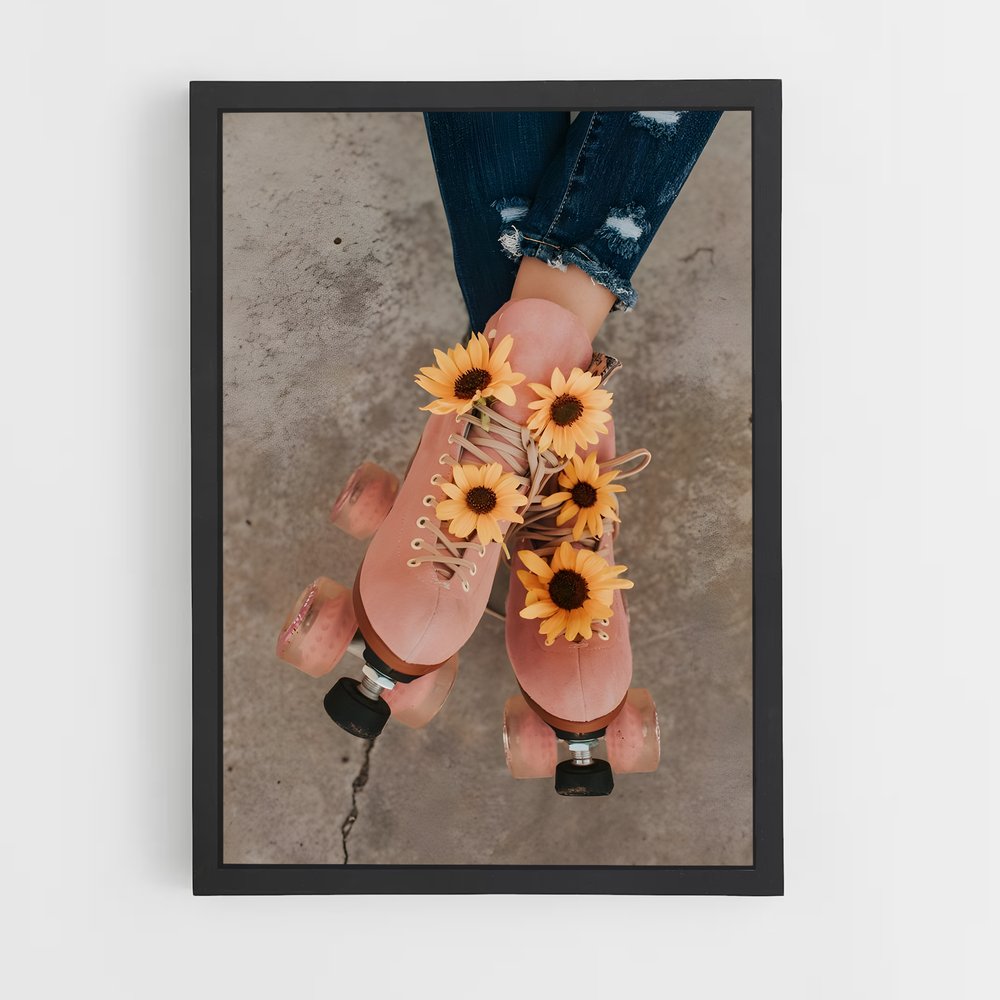 Poster Patinage en Fleurs – affiche Roller (vue 2)